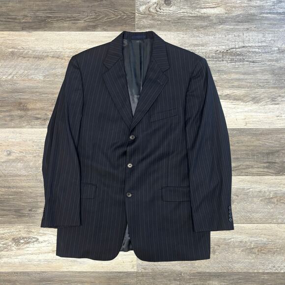 Daniel Cremieux Striped Blue Black Mens 42R Loro Piana Suit Sport Coat Blazer - Picture 2 of 13